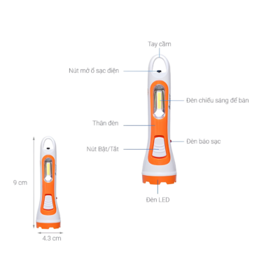 Đèn Pin Sạc Led Comet CRT453 - Công Suất 2W, Pin Lead-Acid 4V 400mAh, Nhỏ Gọn, Bền Bỉ Đèn Pin Sạc Led Comet CRT453 - Công Suất 2W, Pin Lead-Acid 4V 400mAh, Nhỏ Gọn, Bền Bỉ - Bạn đang tìm kiếm một chiếc đèn pin sạc nhỏ gọn, tiện lợi và đáng tin cậy để mang theo bên mình hoặc dự phòng khi mất điện? Đèn pin sạc led Comet <strong>CRT453</strong> chính là sự lựa chọn hoàn hảo dành cho bạn. Sở hữu công suất 2W chiếu sáng mạnh mẽ kết hợp viên pin Lead-Acid 4V 400mAh chất lượng cao, sản phẩm mang lại nguồn ánh sáng ổn định và an toàn. Điểm cộng của <strong>CRT453</strong> nằm ở thiết kế vô cùng nhỏ gọn với kích thước chỉ 5 x 18 x 5 (cm), dễ dàng cất giữ trong balo hay ngăn tủ. Hoạt động với điện áp 220V - 50Hz thông dụng, đèn pin là thiết bị thiết yếu giúp bạn luôn chủ động trong mọi tình huống tối tăm.