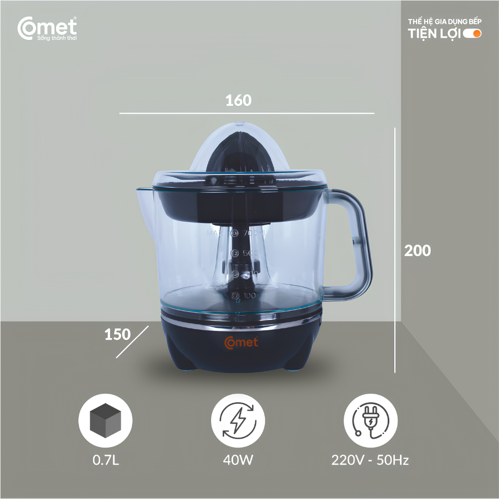 Máy Vắt Cam Comet CM9924 - Công Suất 40W, Dung Tích 0.7L Máy Vắt Cam Comet CM9924 - Công Suất 40W, Dung Tích 0.7L - Ảnh 6