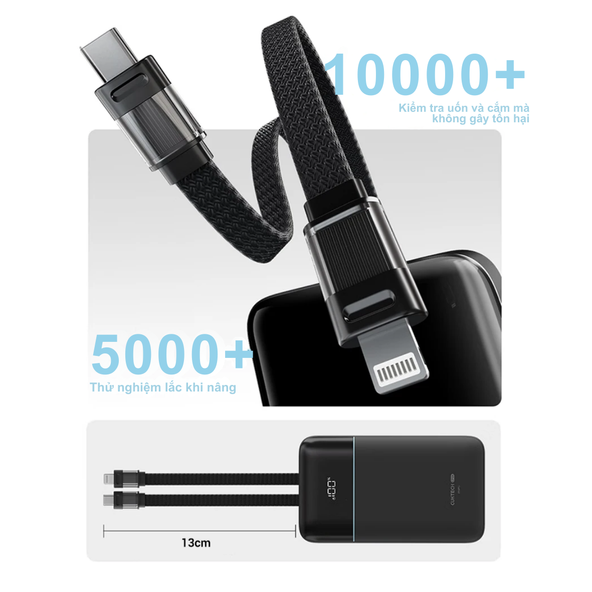 Pin Dự Phòng Cuktech CP24 20.000mAh LPB200NL | Tích Hợp 2 Cáp Sạc Type-C & Lightning MFi, Sạc Nhanh PD 30W Pin Dự Phòng Cuktech CP24 20.000mAh LPB200NL | Tích Hợp 2 Cáp Sạc Type-C & Lightning MFi, Sạc Nhanh PD 30W - Ảnh 4