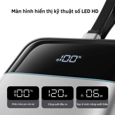 Pin Sạc Dự Phòng Cuktech 25.000mAh 120W - LPB252N | Màn Hình LED Thông Minh, Sạc Nhanh Laptop & Smartphone, Chuẩn PD 3.1 - Pin sạc dự phòng <strong>LPB252N</strong> là đỉnh cao công nghệ năng lượng di động đến từ thương hiệu Cuktech. Với dung lượng khổng lồ 25.000mAh và tổng công suất đầu ra lên đến 120W, <strong>LPB252N</strong> có khả năng sạc đầy cho các dòng Laptop, MacBook và những mẫu smartphone cao cấp nhất hiện nay trong thời gian cực ngắn. Điểm nổi bật của <strong>LPB252N</strong> chính là màn hình LED thông minh hiển thị trực quan công suất, thời gian sạc và trạng thái pin theo thời gian thực. Được trang bị chuẩn sạc nhanh PD 3.1 và hệ thống bảo vệ an toàn ActiveShield, sản phẩm không chỉ mang lại hiệu suất vượt trội mà còn đảm bảo an toàn tuyệt đối cho thiết bị của bạn. Thiết kế tinh tế, hiện đại cùng kích thước tối ưu giúp <strong>LPB252N</strong> trở thành người bạn đồng hành không thể thiếu cho những chuyến công tác hay du lịch dài ngày.