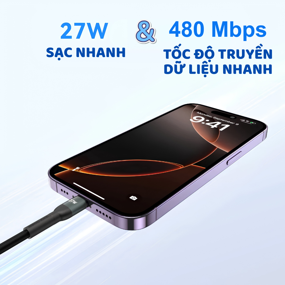 Cáp Sạc Nhanh C to Lightning MOKIN MOCL0210/MOCL0220 - PD 27W, Chuẩn MFi Apple (1m / 2m) Cáp Sạc Nhanh C to Lightning MOKIN MOCL0210/MOCL0220 - PD 27W, Chuẩn MFi Apple (1m / 2m) - Ảnh 3