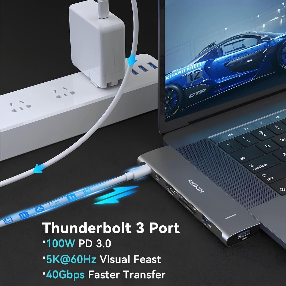 HUB Mở Rộng Đa Năng 7-in-2 MOKIN MOMUC2206 Cho MacBook – Thunderbolt 3 100W, HDMI 4K 60Hz, 3x USB 3.0, Khe Thẻ Nhớ SD/TF HUB Mở Rộng Đa Năng 7-in-2 MOKIN MOMUC2206 Cho MacBook – Thunderbolt 3 100W, HDMI 4K 60Hz, 3x USB 3.0, Khe Thẻ Nhớ SD/TF - Ảnh 4