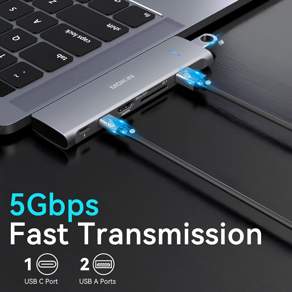 HUB Mở Rộng Đa Năng 7-in-2 MOKIN MOMUC2206 Cho MacBook – Thunderbolt 3 100W, HDMI 4K 60Hz, 3x USB 3.0, Khe Thẻ Nhớ SD/TF HUB Mở Rộng Đa Năng 7-in-2 MOKIN MOMUC2206 Cho MacBook – Thunderbolt 3 100W, HDMI 4K 60Hz, 3x USB 3.0, Khe Thẻ Nhớ SD/TF - Ảnh 3
