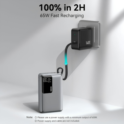 Pin Sạc Dự Phòng MOKIN MOPB0205 20000mAh - Sạc Nhanh Laptop 65W (PD 3.1, PPS), Nhỏ Gọn, Màn Hình LED Pin Sạc Dự Phòng MOKIN MOPB0205 20000mAh - Sạc Nhanh Laptop 65W (PD 3.1, PPS), Nhỏ Gọn, Màn Hình LED - Pin sạc dự phòng MOKIN <strong>MOPB0205</strong> là giải pháp năng lượng di động hoàn hảo dành cho những ai thường xuyên di chuyển và sử dụng nhiều thiết bị công nghệ cùng lúc. Với mức dung lượng "khủng" 20.000mAh (77Wh), sản phẩm cung cấp nguồn điện dồi dào, đảm bảo duy trì kết nối cho bạn suốt cả ngày dài. Điểm sáng giá nhất của <strong>MOPB0205</strong> là công suất sạc cực đại lên tới 65W cùng chuẩn sạc nhanh PD 3.1 và PPS tiên tiến, cho phép bạn sạc siêu tốc không chỉ cho smartphone, tablet mà còn cho cả các dòng laptop hiện đại (như MacBook, Dell, HP...). Dù sở hữu mức năng lượng lớn, thiết bị lại mang một thiết kế màu đen (Black) cực kỳ nhỏ gọn, trọng lượng chỉ khoảng 343g cùng màn hình LED hiển thị phần trăm pin thông minh. Đây chắc chắn là trợ thủ đắc lực không thể thiếu trong balo của bạn.