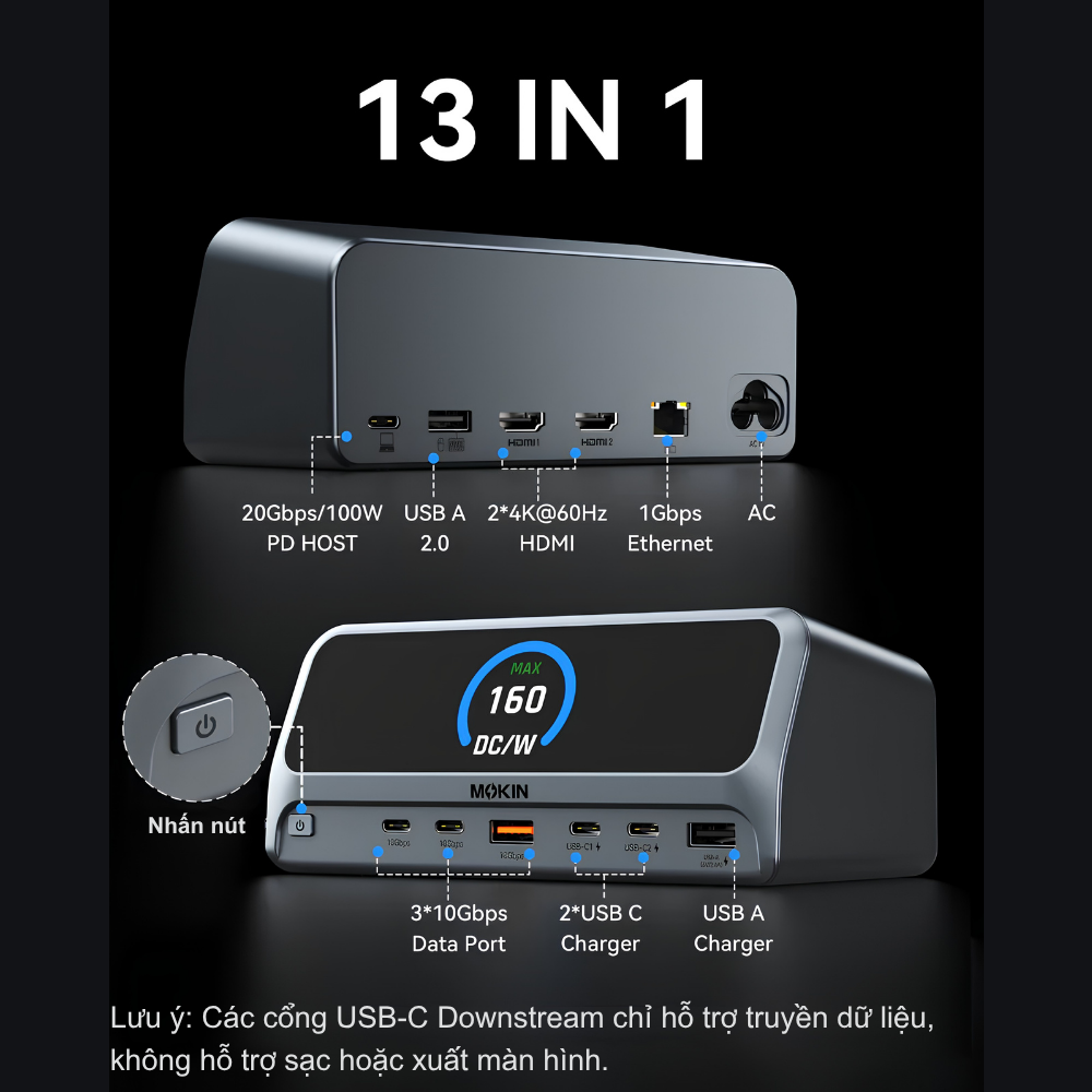 Trạm Sạc Đa Năng 11-in-1 MOKIN MOPU1102 - 160W, 4K HDMI, Gigabit Ethernet, Vỏ Nhôm Cao Cấp Trạm Sạc Đa Năng 11-in-1 MOKIN MOPU1102 - 160W, 4K HDMI, Gigabit Ethernet, Vỏ Nhôm Cao Cấp - Ảnh 9