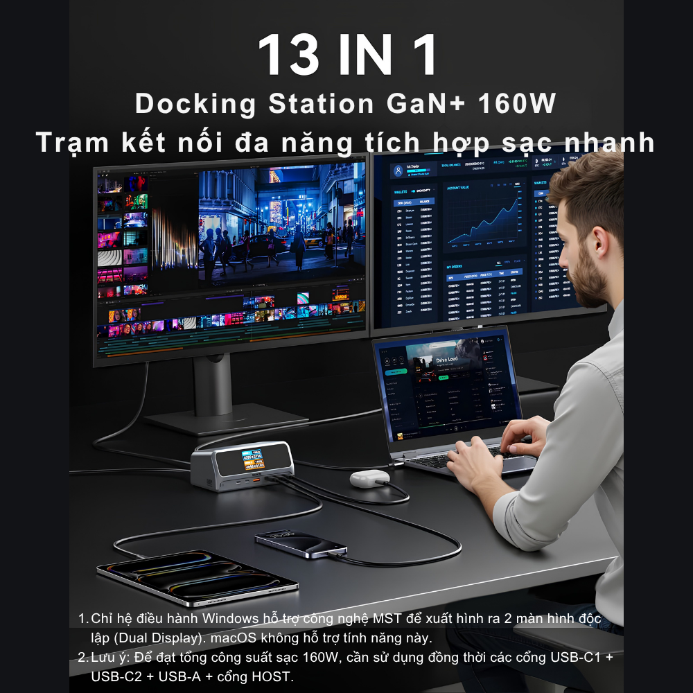 Trạm Sạc Đa Năng 11-in-1 MOKIN MOPU1102 - 160W, 4K HDMI, Gigabit Ethernet, Vỏ Nhôm Cao Cấp Trạm Sạc Đa Năng 11-in-1 MOKIN MOPU1102 - 160W, 4K HDMI, Gigabit Ethernet, Vỏ Nhôm Cao Cấp - Ảnh 2