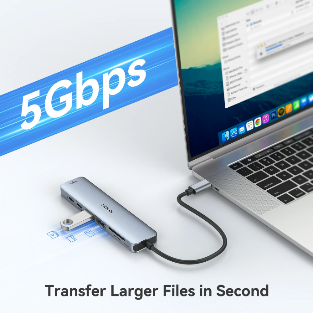 HUB Mở Rộng Đa Năng 7-in-1 MOKIN MOUC0119 Type-C – HDMI 4K@60Hz, Sạc Nhanh PD 100W, USB 3.0 & Type-C Data 5Gbps, Khe Thẻ SD/TF Tiện Lợi HUB Mở Rộng Đa Năng 7-in-1 MOKIN MOUC0119 Type-C – HDMI 4K@60Hz, Sạc Nhanh PD 100W, USB 3.0 & Type-C Data 5Gbps, Khe Thẻ SD/TF Tiện Lợi - Ảnh 5