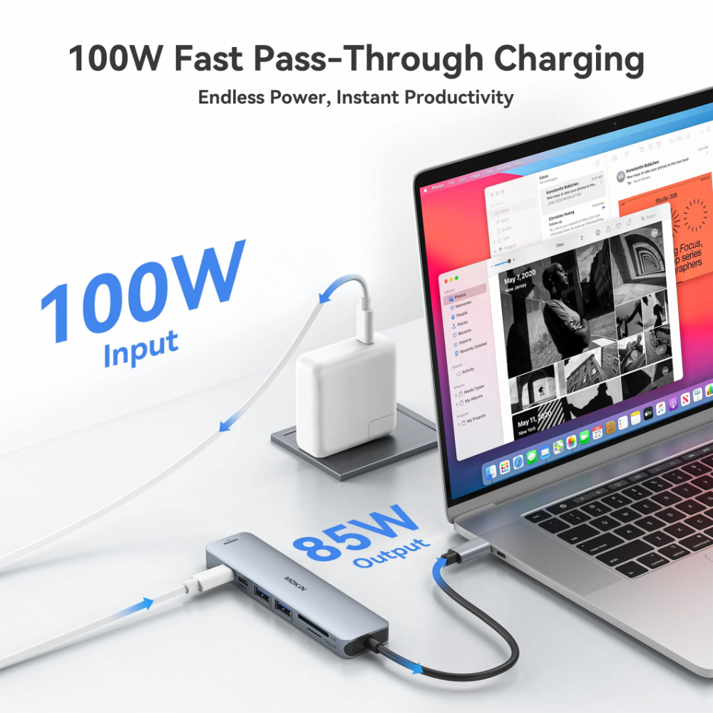 HUB Mở Rộng Đa Năng 7-in-1 MOKIN MOUC0119 Type-C – HDMI 4K@60Hz, Sạc Nhanh PD 100W, USB 3.0 & Type-C Data 5Gbps, Khe Thẻ SD/TF Tiện Lợi HUB Mở Rộng Đa Năng 7-in-1 MOKIN MOUC0119 Type-C – HDMI 4K@60Hz, Sạc Nhanh PD 100W, USB 3.0 & Type-C Data 5Gbps, Khe Thẻ SD/TF Tiện Lợi - Ảnh 4