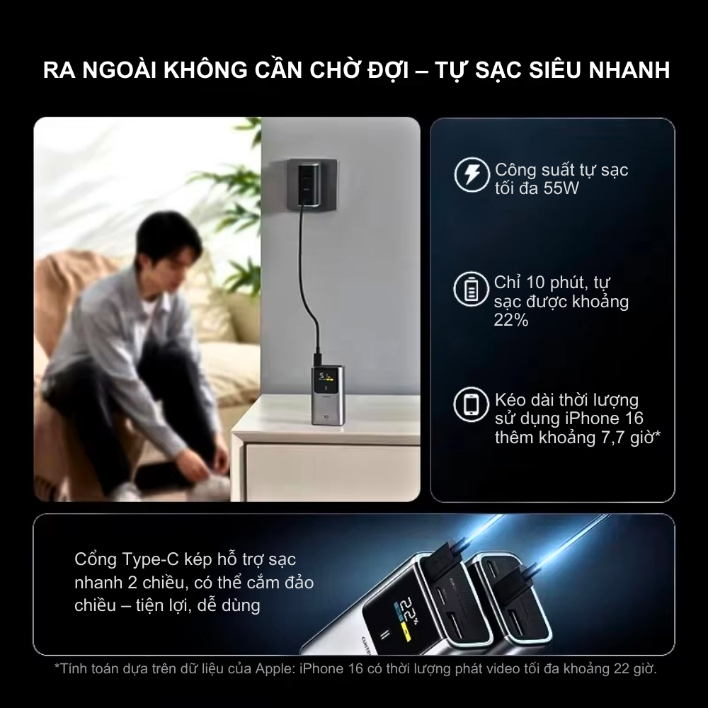 Pin dự phòng Cuktech No.10 Mini 10.000mAh 55W PB1055 PANDA – Sạc siêu nhanh PD/PPS/Mi Turbo cho iPhone & Xiaomi | Chính hãng Pin dự phòng Cuktech No.10 Mini 10.000mAh 55W PB1055 PANDA – Sạc siêu nhanh PD/PPS/Mi Turbo cho iPhone & Xiaomi | Chính hãng - Ảnh 5