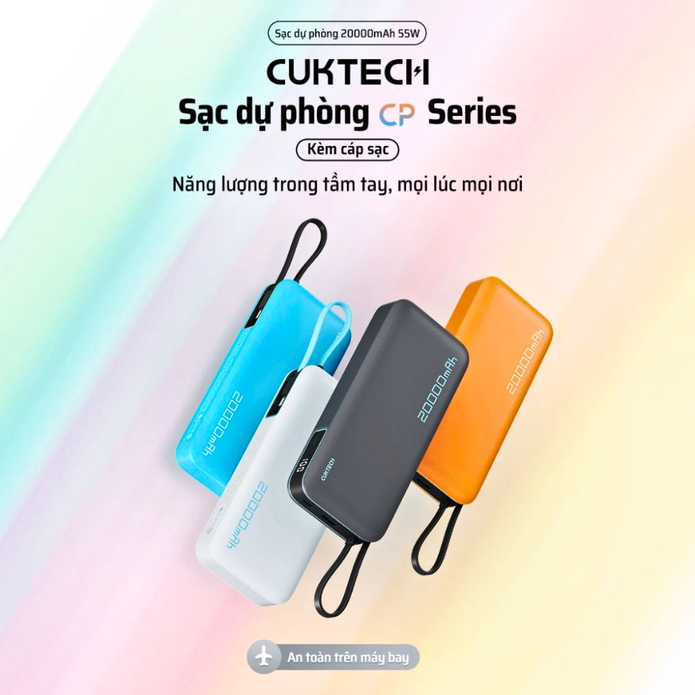 Pin Dự Phòng Cuktech 20000mAh 55W Tích Hợp Cáp Type-C (CP25) - PB200N | Sạc Nhanh Laptop & Smartphone Pin Dự Phòng Cuktech 20000mAh 55W Tích Hợp Cáp Type-C (CP25) - PB200N | Sạc Nhanh Laptop & Smartphone - Ảnh 2