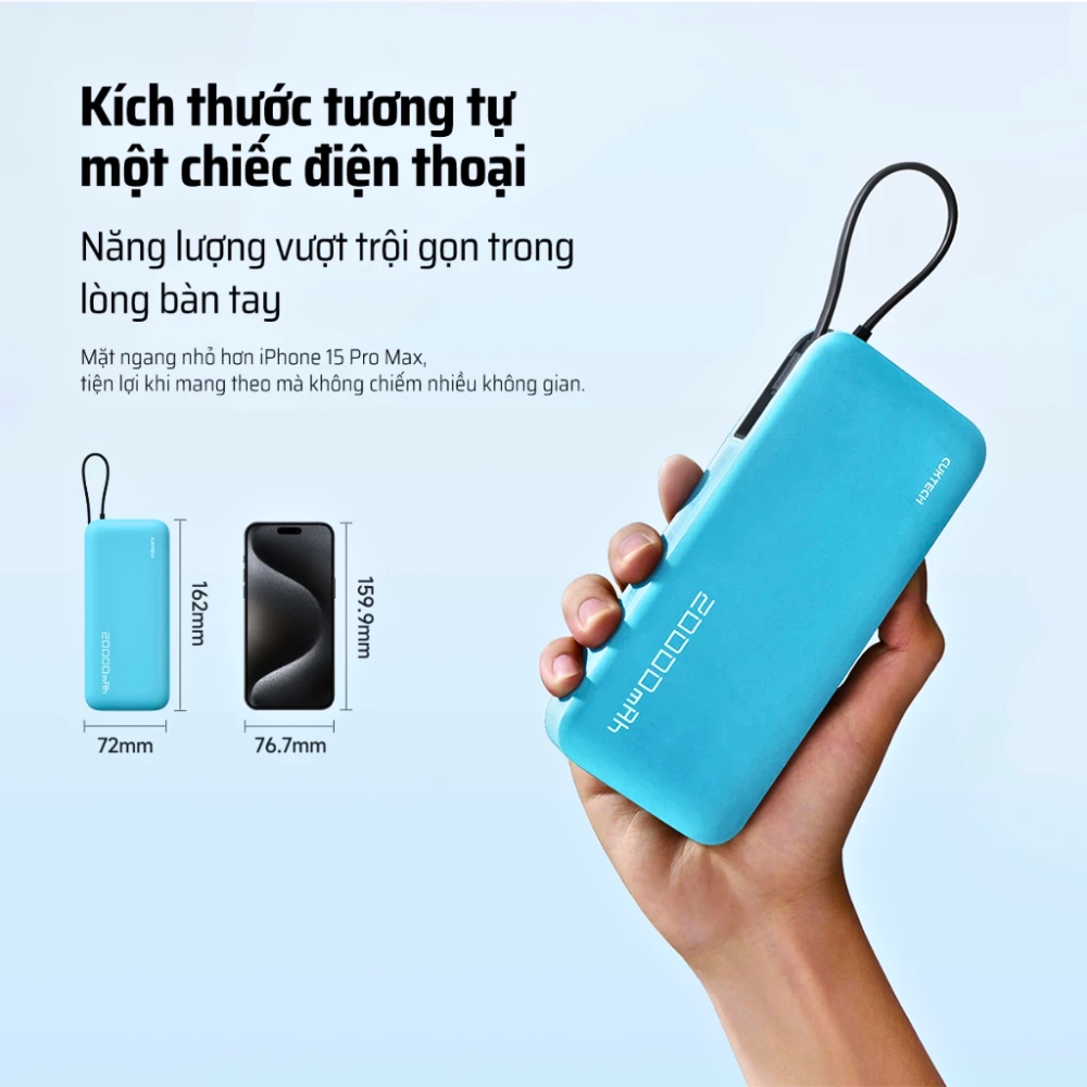 Pin Dự Phòng Cuktech 20000mAh 55W Tích Hợp Cáp Type-C (CP25) - PB200N | Sạc Nhanh Laptop & Smartphone Pin Dự Phòng Cuktech 20000mAh 55W Tích Hợp Cáp Type-C (CP25) - PB200N | Sạc Nhanh Laptop & Smartphone - Ảnh 4