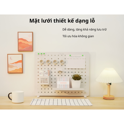 Bảng Treo Đồ Pegboard Kim Loại HyperWork PG02 (520 x 420 mm, Tải Trọng 10kg) - Kèm Bộ 14 Món Phụ Kiện Tiện Lợi PG02