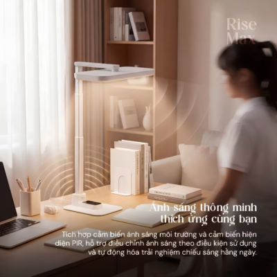 Đèn Bàn Làm Việc Bảo Vệ Mắt Kyvian Rise Max 21W (By Velix) – Độ Sáng 1100 Lumen, Cảm Biến PIR Thông Minh, Nâng Hạ 430-843mm Đèn Bàn Làm Việc Bảo Vệ Mắt Kyvian Rise Max 21W (By Velix) – Độ Sáng 1100 Lumen, Cảm Biến PIR Thông Minh, Nâng Hạ 430-843mm - <p class="ng-star-inserted"><strong class="ng-star-inserted"><span class="ng-star-inserted">Đèn bàn làm việc bảo vệ mắt Kyvian Rise Max</span></strong><span class="ng-star-inserted"> (by Velix) là giải pháp chiếu sáng công thái học bảo vệ thị lực đỉnh cao dành cho giới văn phòng, lập trình viên, nhà thiết kế đồ họa và học sinh, sinh viên. Sở hữu công suất mạnh mẽ 21W cùng quang thông cực đại lên tới 1100 Lumen, </span><strong class="ng-star-inserted"><span class="ng-star-inserted">Kyvian Rise Max</span></strong><span class="ng-star-inserted"> thắp sáng rực rỡ toàn bộ mặt bàn làm việc mà không hề gây chói gắt. Điểm nhấn đắt giá nhất là chỉ số hoàn màu vượt trội CRI ≥ 97 tái tạo màu sắc chuẩn xác tự nhiên, kết hợp cùng cụm cảm biến kép thông minh (tự động điều chỉnh độ sáng và cảm biến chuyển động PIR tự bật/tắt). Khả năng thay đổi chiều cao linh hoạt từ 430 đến 843 mm giúp </span><strong class="ng-star-inserted"><span class="ng-star-inserted">Kyvian Rise Max</span></strong><span class="ng-star-inserted"> đáp ứng hoàn hảo cho mọi góc setup hiện đại.</span></p>