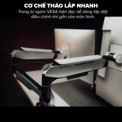 Giá Đỡ 2 Màn Hình Nặng HyperWork T9 Pro II Dual (23 - 43 Inch, Tải Trọng 3 - 18kg/Tay) - Trợ Lực Lò Xo HyperLift Plus Giá Đỡ 2 Màn Hình Nặng HyperWork T9 Pro II Dual (23 - 43 Inch, Tải Trọng 3 - 18kg/Tay) - Trợ Lực Lò Xo HyperLift Plus - Giá đỡ 2 màn hình <b>T9 Pro II Dual</b> là giải pháp nâng đỡ màn hình đôi chịu tải nặng cao cấp, hoàn hảo cho các không gian làm việc chuyên nghiệp đòi hỏi màn hình kích thước lớn. Ứng dụng công nghệ trợ lực lò xo HyperLift Plus đột phá, <b>T9 Pro II Dual</b> chịu tải trọng vượt trội từ 3 đến 18kg mỗi tay, tương thích lý tưởng cho các dòng màn hình từ 23 đến 43 inch, bao gồm cả màn hình cong cỡ lớn. Thiết bị hỗ trợ chuẩn VESA 75x75 và 100x100mm, khả năng vươn cao 554mm, vươn xa 458mm cùng cơ chế xoay lật linh hoạt. Lựa chọn giá treo màn hình đôi <b>T9 Pro II Dual</b> để thiết lập góc làm việc chuẩn công thái học, vững chãi và tối ưu hóa diện tích mặt bàn