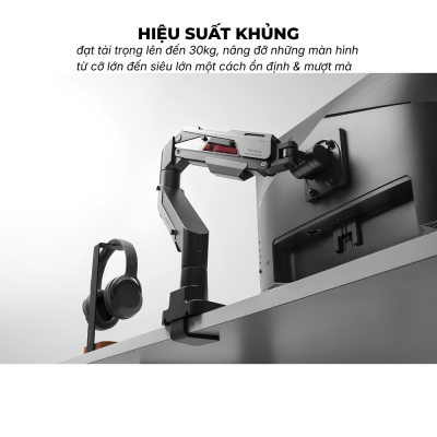 Giá Đỡ Màn Hình Đơn HyperWork T9 Pro III (24 - 57 Inch, Tải Trọng 2 - 30kg) - Trợ Lực Piston Hyperlift Max, Lắp Đặt Topside Giá Đỡ Màn Hình Đơn HyperWork T9 Pro III (24 - 57 Inch, Tải Trọng 2 - 30kg) - Trợ Lực Piston Hyperlift Max, Lắp Đặt Topside - <p>Giá đỡ màn hình <b>T9 Pro III</b> là giải pháp nâng đỡ công thái học tải trọng nặng cao cấp nhất hiện nay, được thiết kế chuyên biệt cho các dòng màn hình siêu lớn từ 24 đến 57 inch. Sở hữu trợ lực piston Hyperlift Max tân tiến, <b>T9 Pro III</b> gánh tải ấn tượng từ 2 đến 30kg (lên tới 24kg cho màn hình cong cỡ đại). Sản phẩm nổi bật với cơ chế lắp đặt Topside tiện lợi từ trên mặt bàn, ngàm VESA tháo rời nhanh Quick Release và hỗ trợ chuẩn VESA mở rộng lên tới 200x200 mm. Sở hữu ngay tay nâng màn hình <b>T9 Pro III</b> để tận hưởng góc nhìn linh hoạt, vững chãi tuyệt đối và nâng tầm không gian làm việc chuyên nghiệp.</p>