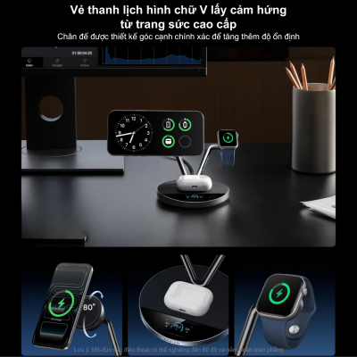 Đế Sạc Không Dây 3 Trong 1 Anker Prime A25X7 MagGo Aircool – Sạc Nhanh Qi2 15W Cho iPhone, Apple Watch & AirPods Anker Prime A25X7