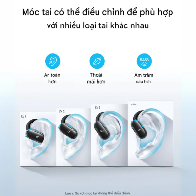 Tai nghe thể thao Open-Ear Anker Soundcore V40i - A3878 | Thiết kế linh hoạt, Âm trầm mạnh mẽ, Pin 21H, Chống nước IP55 V40i - A3878