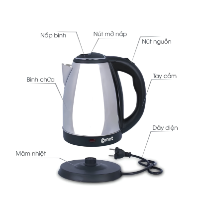 Bình Đun Siêu Tốc Comet CM8215 - Công Suất 1500W, Dung Tích 1.5L, Tự Động Ngắt Điện CM8215