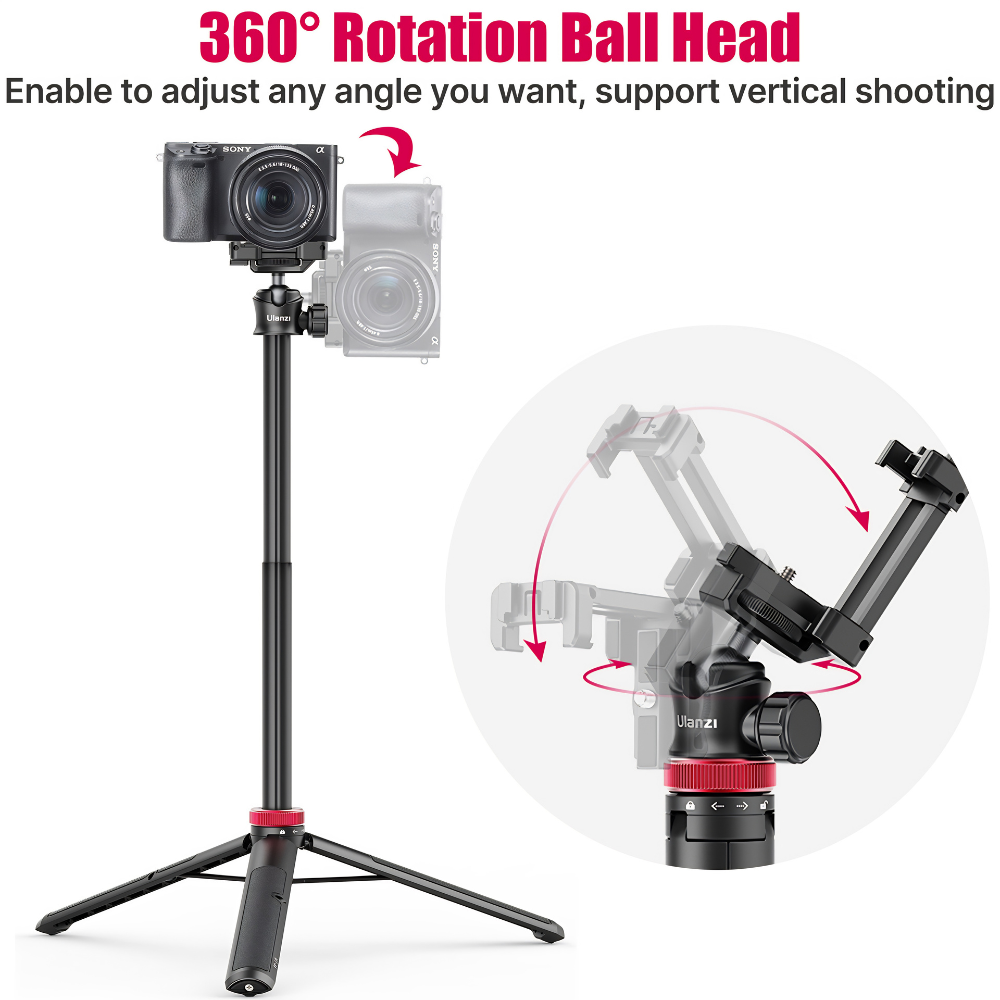 Chân Máy Tripod Kiêm Gậy Selfie Ulanzi MT-44B – Chân 4 Điểm Tự Bung Vững Chãi, Ballhead Xoay 360°, Kẹp Cold Shoe & Remote Rời Chân Máy Tripod Kiêm Gậy Selfie Ulanzi MT-44B – Chân 4 Điểm Tự Bung Vững Chãi, Ballhead Xoay 360°, Kẹp Cold Shoe & Remote Rời - Ảnh 2