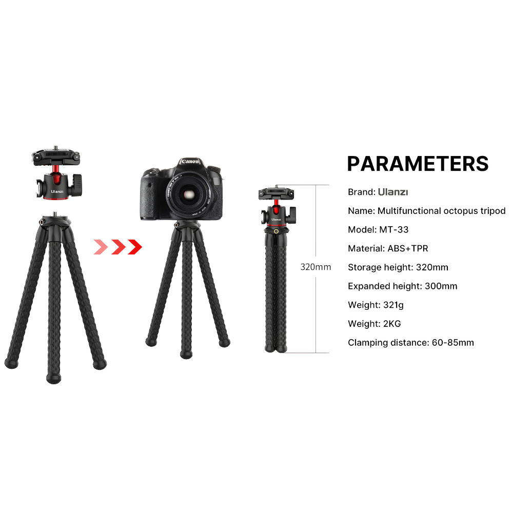 Chân Máy Tripod Bạch Tuộc Ulanzi MT-33 – Tải Trọng Khủng 2kg, Ngàm 2 Trong 1 Gắn Máy Ảnh & Điện Thoại, Ballhead Xoay 360 Độ Chân Máy Tripod Bạch Tuộc Ulanzi MT-33 – Tải Trọng Khủng 2kg, Ngàm 2 Trong 1 Gắn Máy Ảnh & Điện Thoại, Ballhead Xoay 360 Độ - Ảnh 7