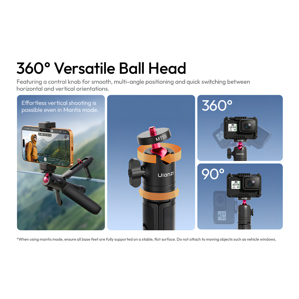 Chân Máy Tripod Kiêm Gậy Selfie Ulanzi MT55 SnapGo Mini – Siêu Nhỏ Gọn 123g, Ballhead Xoay 360°, Chế Độ Kẹp Balo Mantis Độc Đáo Chân Máy Tripod Kiêm Gậy Selfie Ulanzi MT55 SnapGo Mini – Siêu Nhỏ Gọn 123g, Ballhead Xoay 360°, Chế Độ Kẹp Balo Mantis Độc Đáo - Ảnh 3