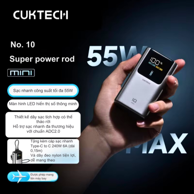 Pin dự phòng Cuktech No.10 Mini 10.000mAh 55W PB1055 PANDA – Sạc siêu nhanh PD/PPS/Mi Turbo cho iPhone & Xiaomi | Chính hãng PB1055