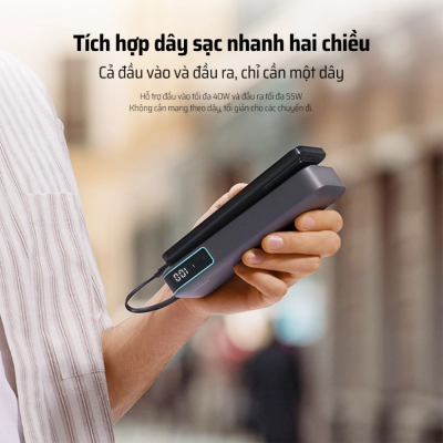 Pin Dự Phòng Cuktech 20000mAh 55W Tích Hợp Cáp Type-C (CP25) - PB200N | Sạc Nhanh Laptop & Smartphone PB200N