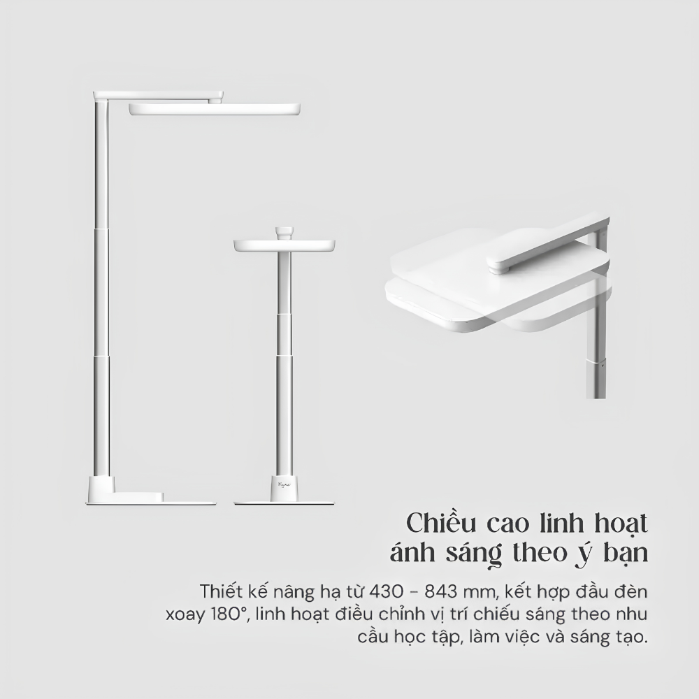 Đèn Bàn Làm Việc Bảo Vệ Mắt Kyvian Rise Max 21W (By Velix) – Độ Sáng 1100 Lumen, Cảm Biến PIR Thông Minh, Nâng Hạ 430-843mm Đèn Bàn Làm Việc Bảo Vệ Mắt Kyvian Rise Max 21W (By Velix) – Độ Sáng 1100 Lumen, Cảm Biến PIR Thông Minh, Nâng Hạ 430-843mm - Ảnh 2