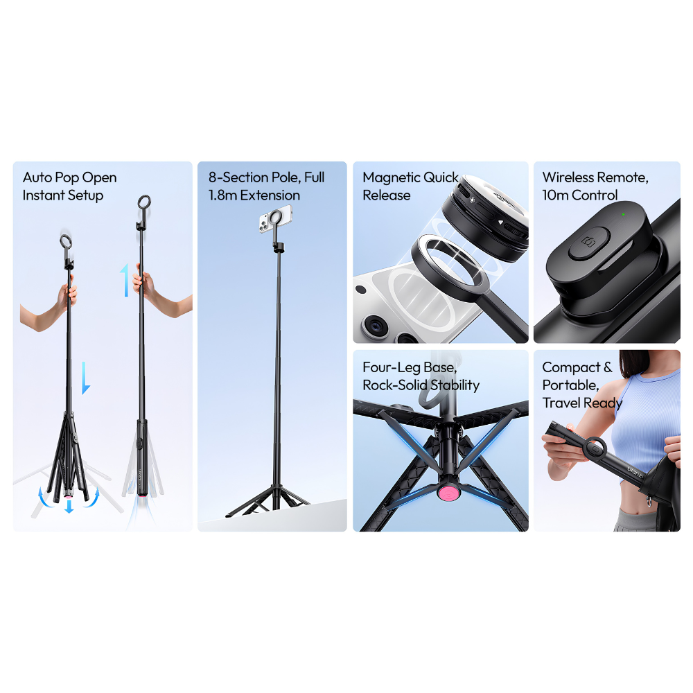 Chân Máy Tripod Từ Tính Kiêm Gậy Selfie Ulanzi SK-21 – Chiều Cao Khủng 1.8m, Hút MagSafe >14N, Chân 4 Điểm Tự Bung Vững Chãi Chân Máy Tripod Từ Tính Kiêm Gậy Selfie Ulanzi SK-21 – Chiều Cao Khủng 1.8m, Hút MagSafe >14N, Chân 4 Điểm Tự Bung Vững Chãi - Ảnh 6