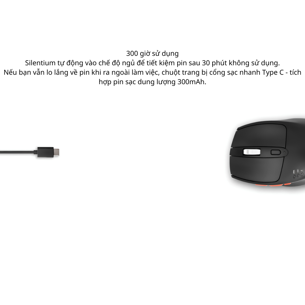 Chuột Không Dây Hyperwork Silentium – Thiết Kế Công Thái Học Bảo Vệ Cổ Tay, Silent Switch Tĩnh Âm, Pin Khủng 300 Giờ Chuột Không Dây Hyperwork Silentium – Thiết Kế Công Thái Học Bảo Vệ Cổ Tay, Silent Switch Tĩnh Âm, Pin Khủng 300 Giờ - Ảnh 3