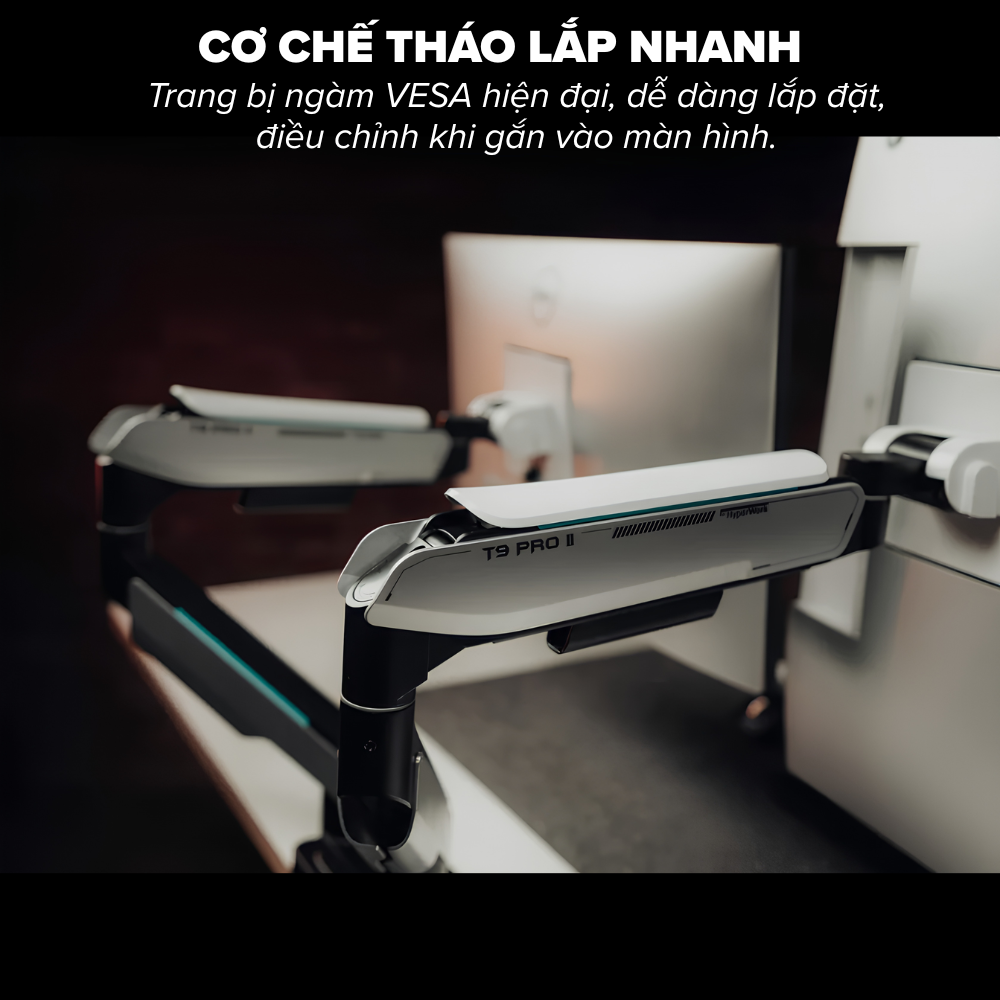 Giá Đỡ 2 Màn Hình Nặng HyperWork T9 Pro II Dual (23 - 43 Inch, Tải Trọng 3 - 18kg/Tay) - Trợ Lực Lò Xo HyperLift Plus Giá Đỡ 2 Màn Hình Nặng HyperWork T9 Pro II Dual (23 - 43 Inch, Tải Trọng 3 - 18kg/Tay) - Trợ Lực Lò Xo HyperLift Plus - Ảnh 4