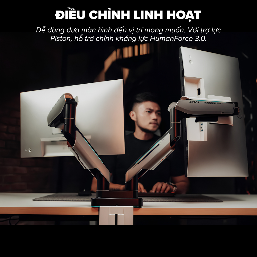 Giá Đỡ 2 Màn Hình Nặng HyperWork T9 Pro II Dual (23 - 43 Inch, Tải Trọng 3 - 18kg/Tay) - Trợ Lực Lò Xo HyperLift Plus Giá Đỡ 2 Màn Hình Nặng HyperWork T9 Pro II Dual (23 - 43 Inch, Tải Trọng 3 - 18kg/Tay) - Trợ Lực Lò Xo HyperLift Plus - Ảnh 3