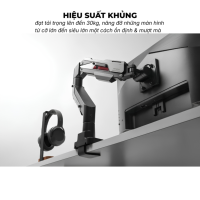 Giá Đỡ Màn Hình Đơn HyperWork T9 Pro III (24 - 57 Inch, Tải Trọng 2 - 30kg) - Trợ Lực Piston Hyperlift Max, Lắp Đặt Topside - <p>Giá đỡ màn hình <b>T9 Pro III</b> là giải pháp nâng đỡ công thái học tải trọng nặng cao cấp nhất hiện nay, được thiết kế chuyên biệt cho các dòng màn hình siêu lớn từ 24 đến 57 inch. Sở hữu trợ lực piston Hyperlift Max tân tiến, <b>T9 Pro III</b> gánh tải ấn tượng từ 2 đến 30kg (lên tới 24kg cho màn hình cong cỡ đại). Sản phẩm nổi bật với cơ chế lắp đặt Topside tiện lợi từ trên mặt bàn, ngàm VESA tháo rời nhanh Quick Release và hỗ trợ chuẩn VESA mở rộng lên tới 200x200 mm. Sở hữu ngay tay nâng màn hình <b>T9 Pro III</b> để tận hưởng góc nhìn linh hoạt, vững chãi tuyệt đối và nâng tầm không gian làm việc chuyên nghiệp.</p>